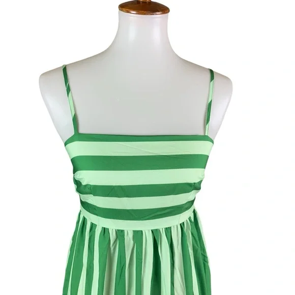 Wits The Label Postiano Striped Tiered Maxi Dress 4 Green White - Picture 3 of 7